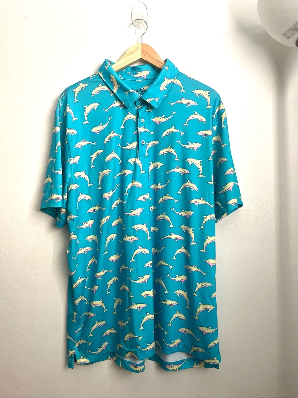 Chubbies The Flying Dolphins Performance Golf Polo Shirt Teal Blue Men XXL - Picture 9 of 9